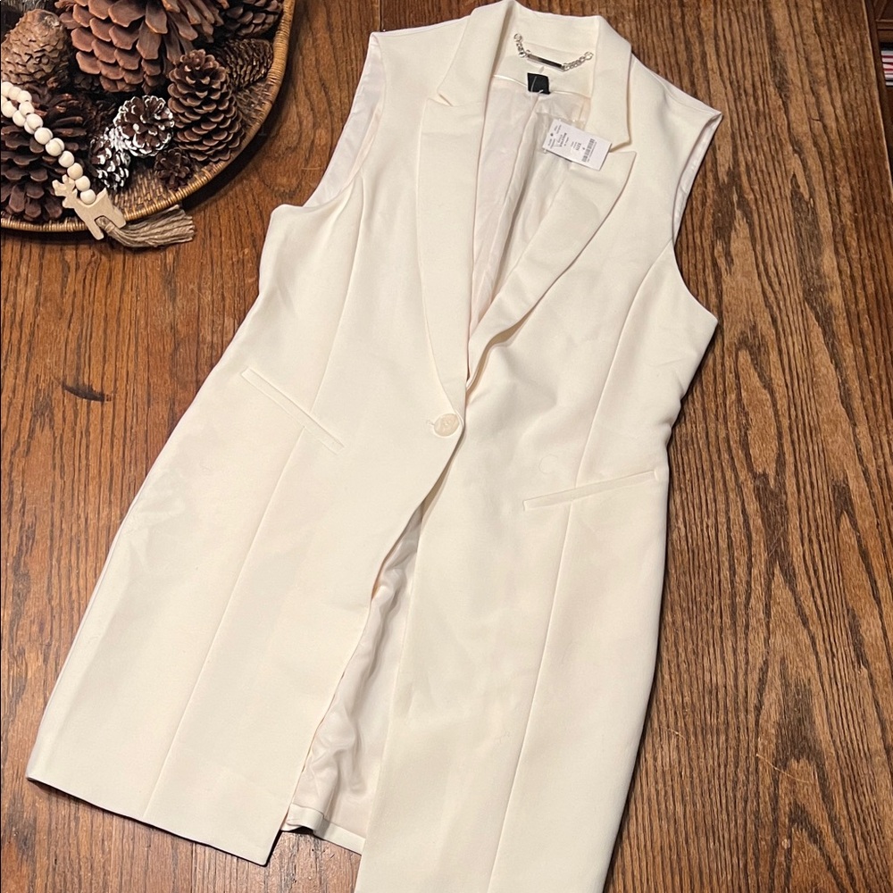 White House Black Market Ivory Sleeveless long  Vest